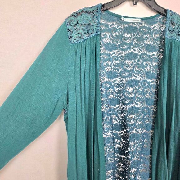 Maurices Teal Lace Back Long Sleeve Cardigan XL - Picture 3 of 7